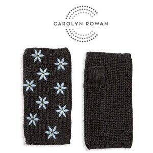 CAROLYN ROWAN Dark Grey Floral Embroidered Fingerless Gloves